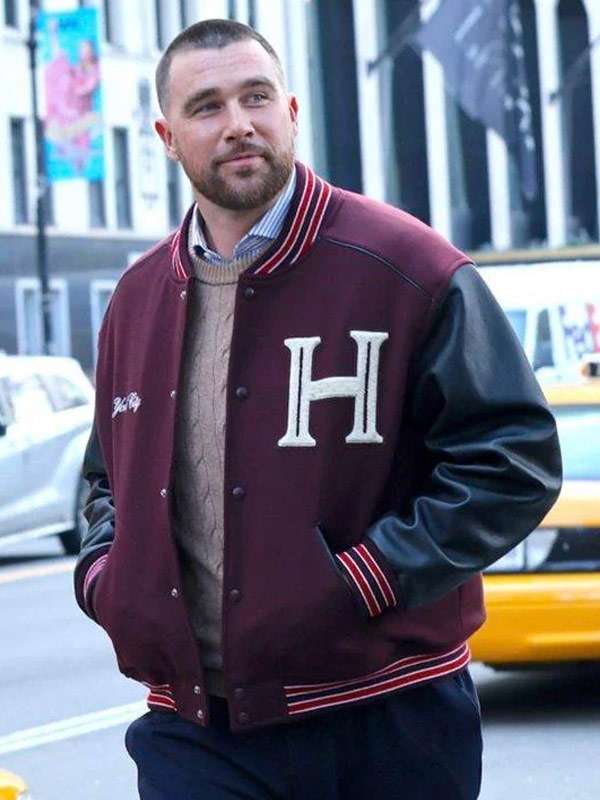 NYC 2026 Central Park Travis Kelce Letterman Jacket