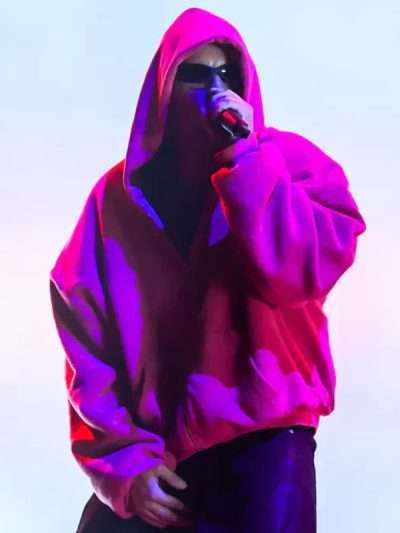 Justin Bieber Pink Hoodie Festival Look