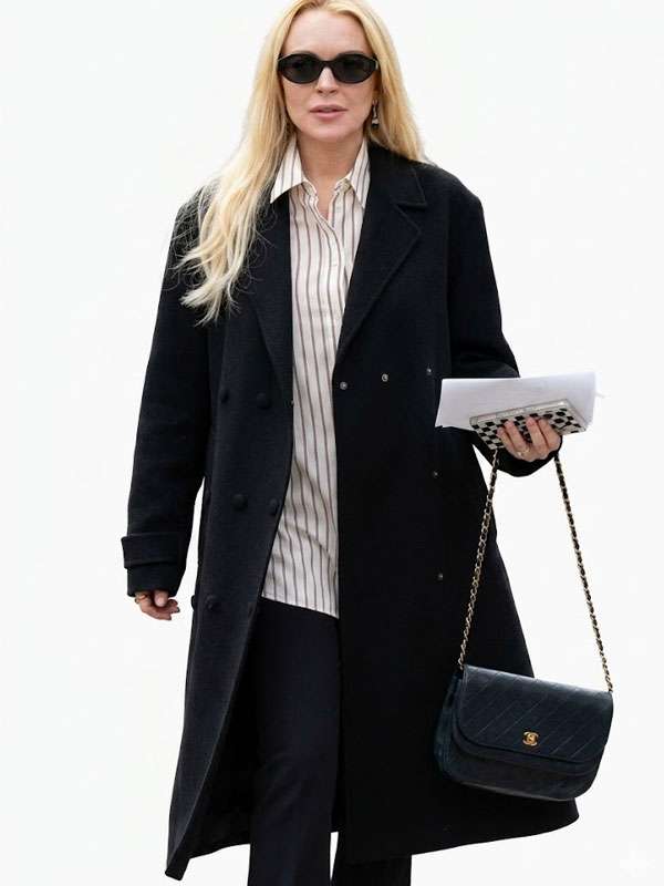 Lindsay Lohan Count My Lies Black Wool Coat
