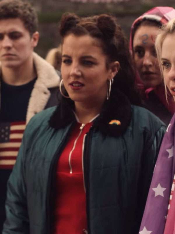Derry Girls S02 Michelle Mallon Grey Fur Bomber Jacket