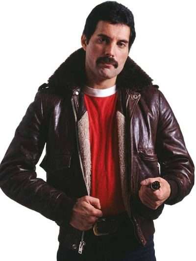 Freddie Mercury Brown Leather Jacket With Fur Collar