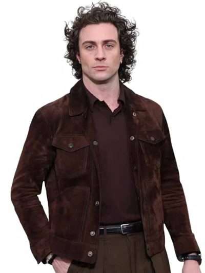 Fuze 2026 Aaron Taylor-Johnson Brown Leather Jacket