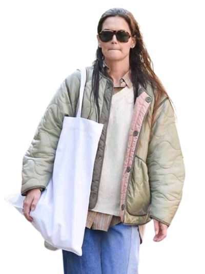 New York City Katie Holmes Green Reversible Quilted Jacket