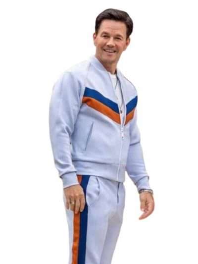 Mark Wahlberg Me Time Huck Dembo White Tracksuit
