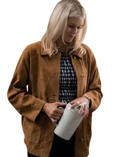 Marshals 2026 Dolly Weaver Brown Suede Leather Jacket