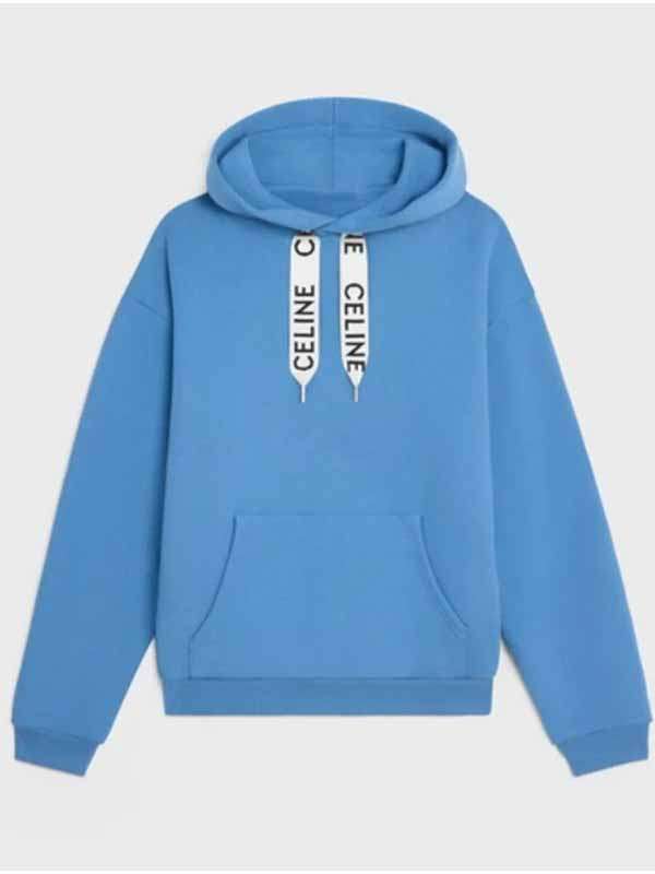 Loose Wave Blue Celine Hoodie Mens