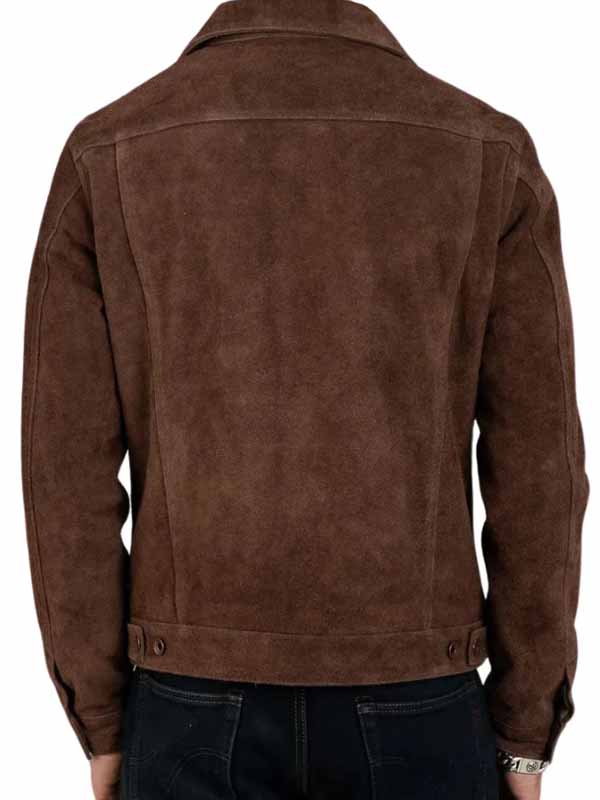 Men Casul Brown Leather Trucker Jacket