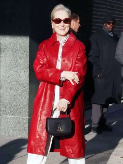 Buy Good Morning America Meryl Streep Red Leather Coat