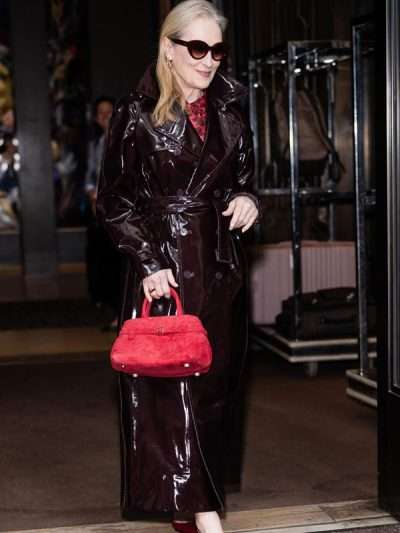 Meryl Streep at The Devil Wears Prada 2 Press Tour Leather Coat