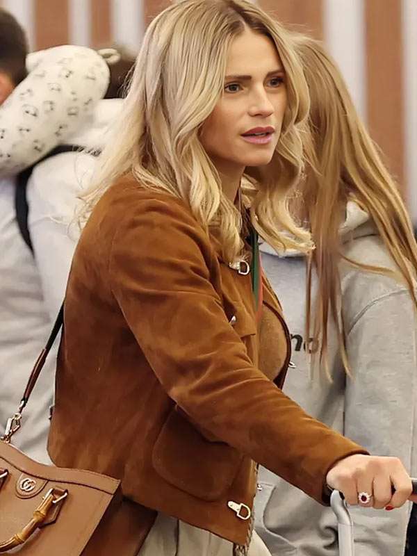 Street Style 2026 Michelle Hunziker Brown Jacket