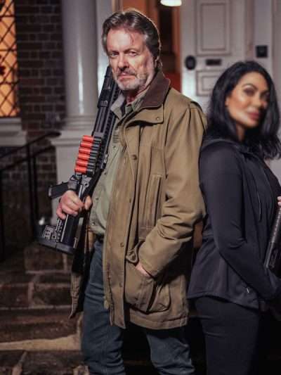 Movie Knightfall 2026 Ian Ogilvy Brown Cotton Military Jacket