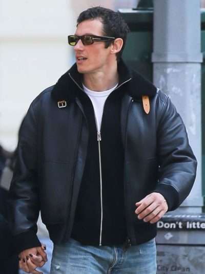 NYC Callum Turner Shearling Leather Jacket