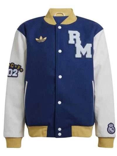 Unisex Real Madrid CF Blue and White Varsity Jacket