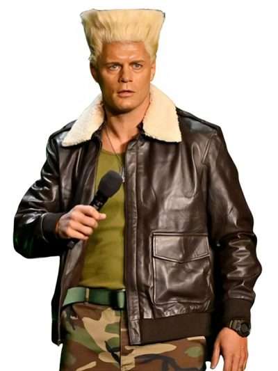 2026 Cody Rhodes Brown Bomber Leather Jacket