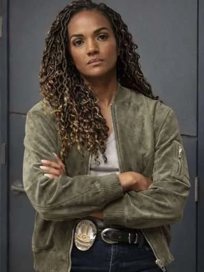 The Rookie 2026 Nyla Harper Suede Bomber Jacket