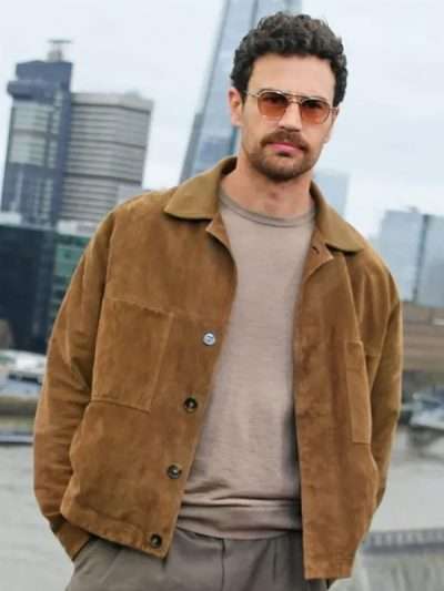 Theo James Fuze Promo 2026 Brown Suede Leather Jacket