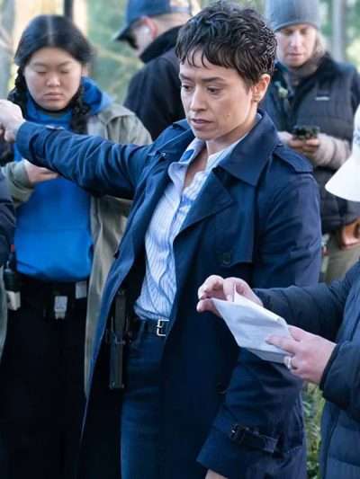 Briana Venskus Tracker S03 Blue Trench Coat