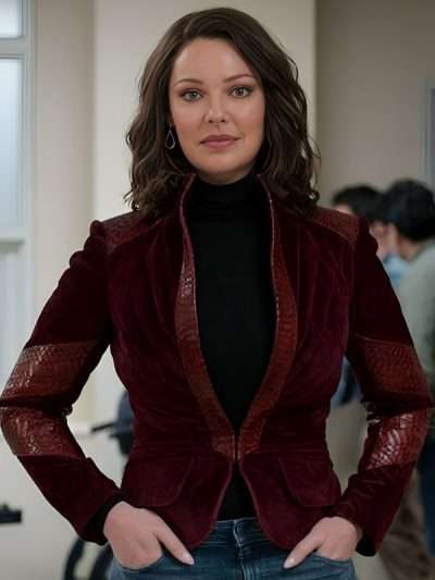 Firefly Lane Season 02 Katherine Heigl Maroon Velvet Blazer