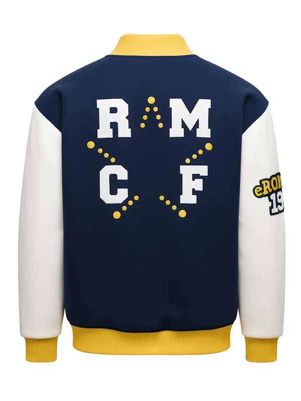 Real Madrid CF Blue and White Varsity Jacket