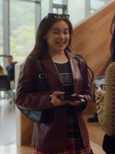 XO Kitty S02 Anna Cathcart Burgundy Leather Blazer