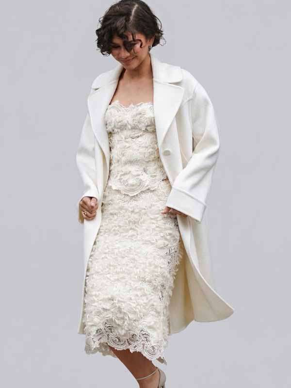 Zendaya Off White Trench Wool Coat
