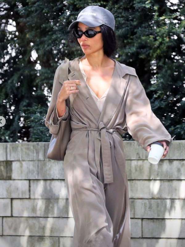 Shop Zoë Kravitz Grey Trench Coat