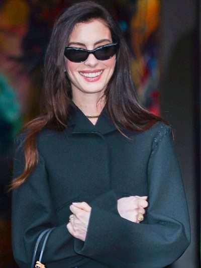 2026 Anne Hathaway Black Cropped Jacket