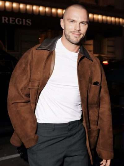 NYC 2026 Nicholas Hoult Suede Leather Jacket