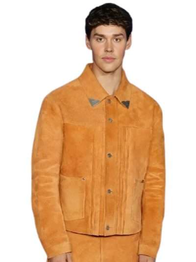 Baywatch Reboot 2026 Noah Beck Tan Leather Jacket