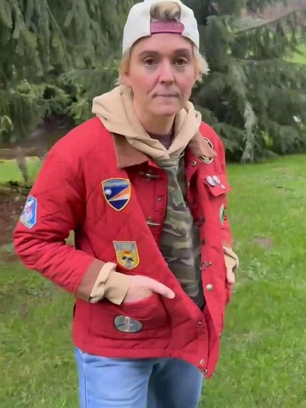 Brandi Carlile New York City 2026 Embroidered Patches Red Quilted Jacket