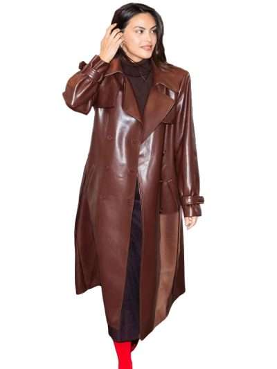 Camila Mendes Brown Leather Coat
