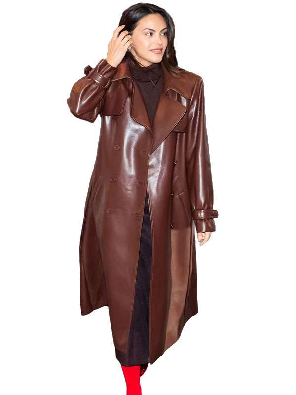 Camila Mendes Brown Leather Coat