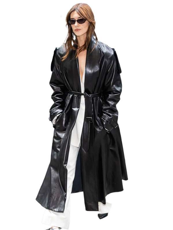 Daisy Edgar-Jones Leather Coat