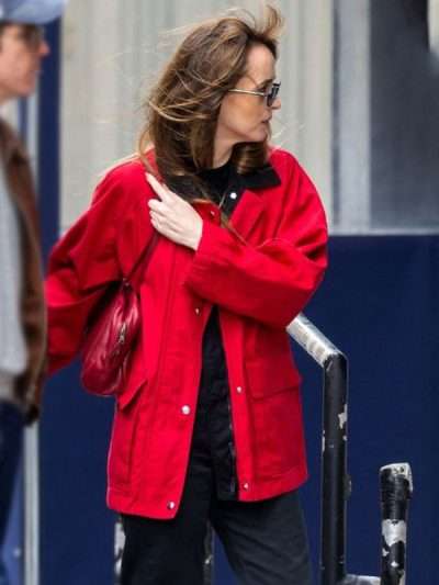 Dakota Johnson Street Style 2026 Red Cotton Jacket