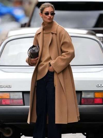 Grace Elizabeth NYC Street Style 2026 Brown Wool Coat