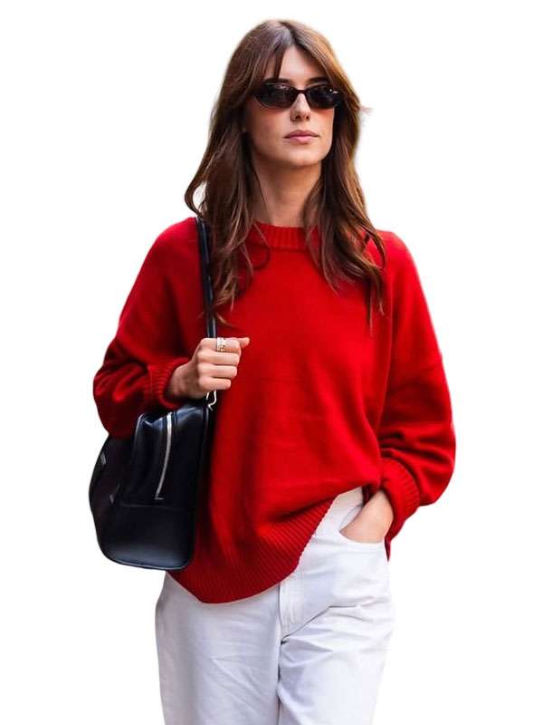 Harlem NYC 2026 Daisy Edgar Jones Red Sweatshirt