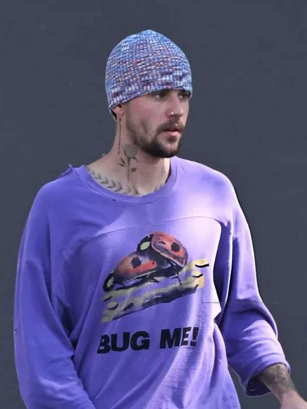 Justin Bieber Bug Me Purple Oversized T-Shirt