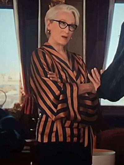 The Devil Wears Prada 2 Meryl Streep Orange and Black Stripe Robe