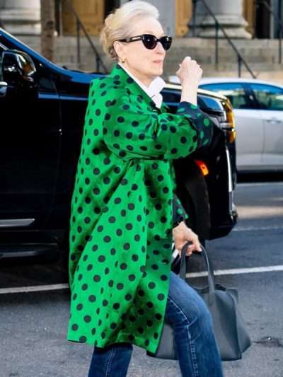 Meryl Streep The Devil Wears Prada 2 Green and Black Polka Dot Coat