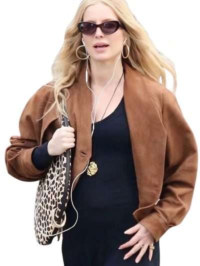 2026 Annabelle Wallis Brown Suede Leather Jacket