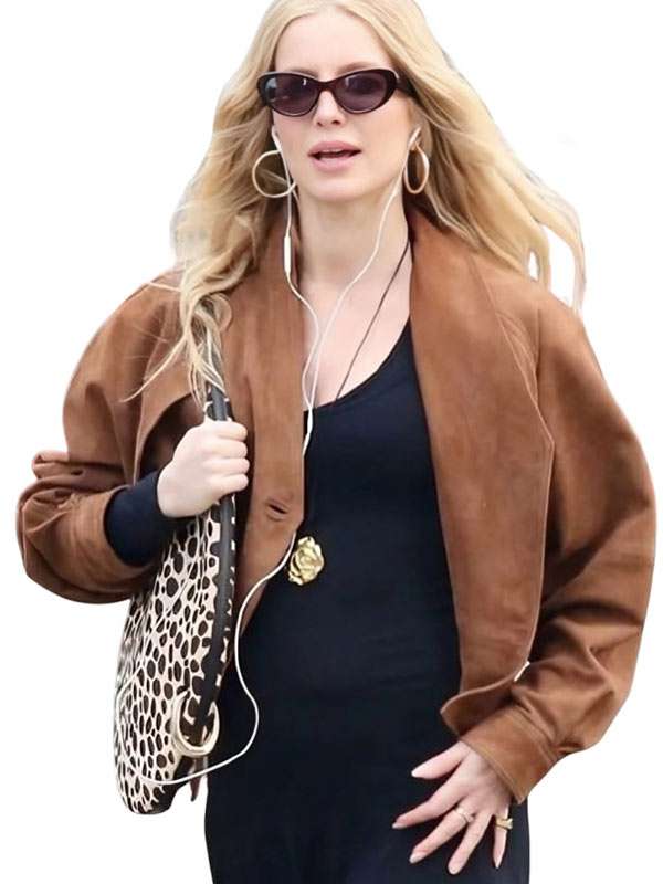 2026 Annabelle Wallis Brown Suede Leather Jacket