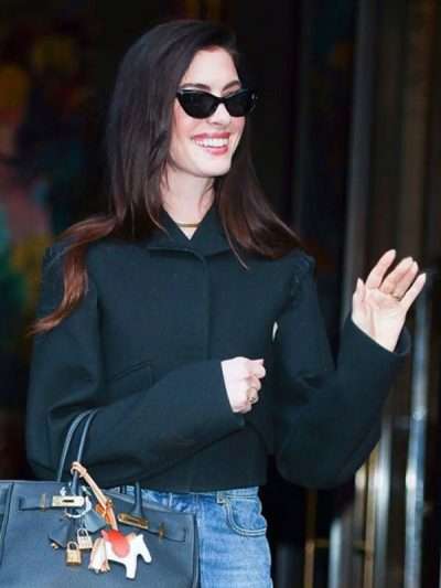 2026 Anne Hathaway Black Wool Jacket