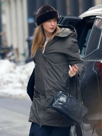 2026 Jennifer Lawrence Grey Hooded Coat