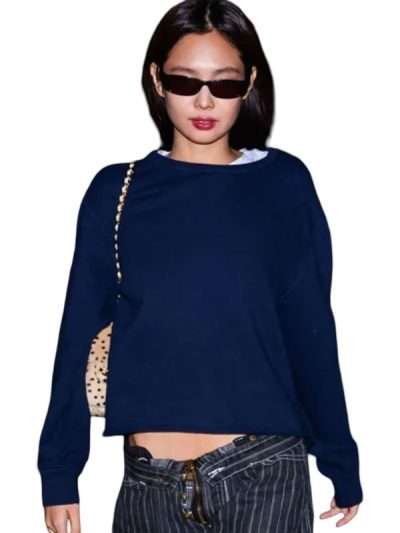 Jennie Kim Navy Blue Sweatshirt
