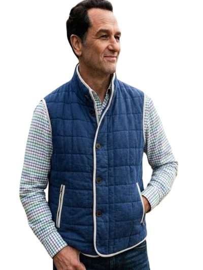 Matthew Rhys Widows Bay Blue Vest