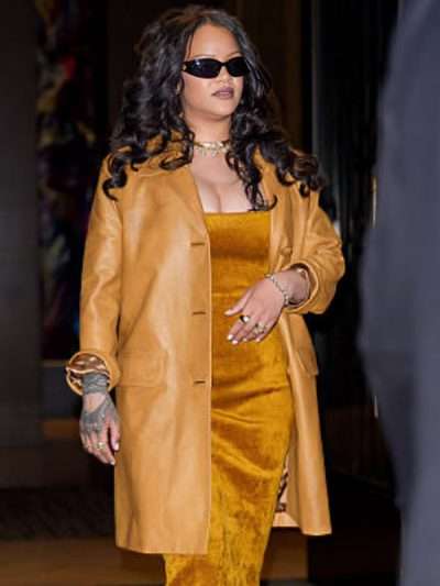New York City Film Festival 2026 Rihanna Brown Leather Coat