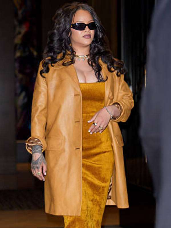 New York City Film Festival 2026 Rihanna Brown Leather Coat