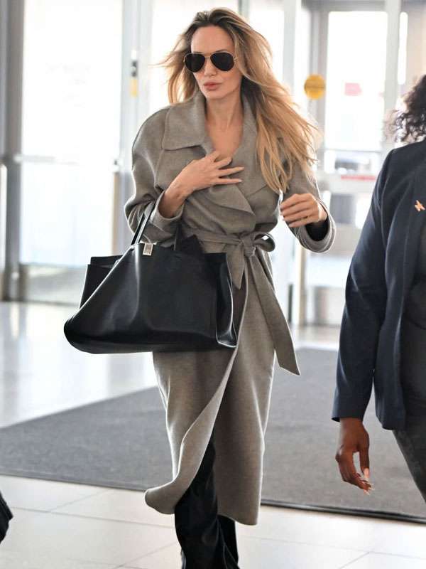 Angelina Jolie Couture 2026 Promotion Grey Warp Trench Coat
