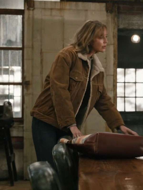Belle Skinner Marshals Shearling Brown Suede Leather Jacket