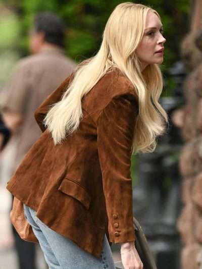 Count Me Lies Lindsay Lohan Brown Leather Blazer
